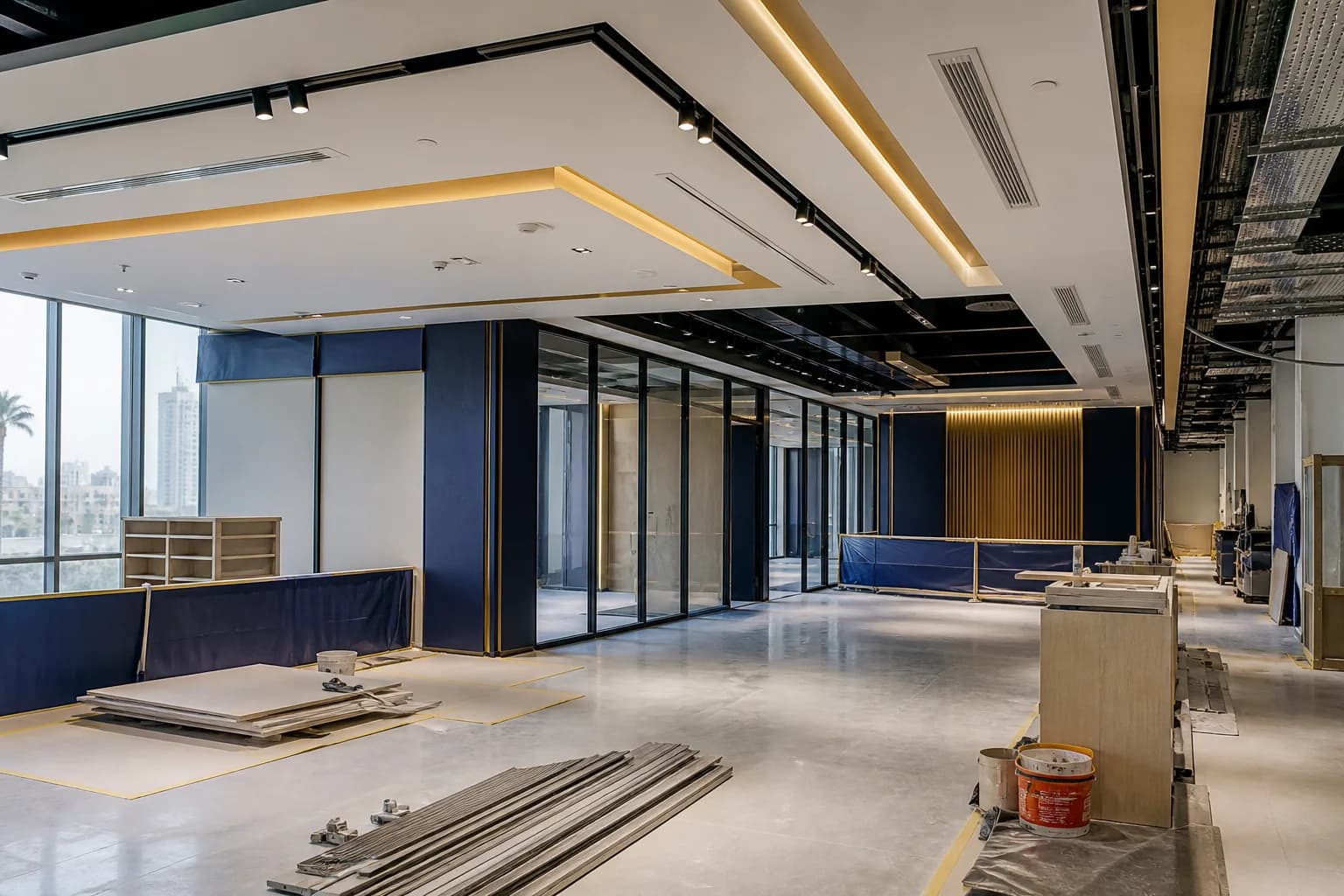Coordinated commercial building-services work — illustrative service image